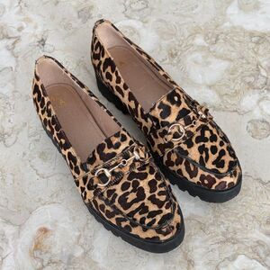 Moda In Pelle Eadie Leopard Print Pony Hair Horsebit Loafers